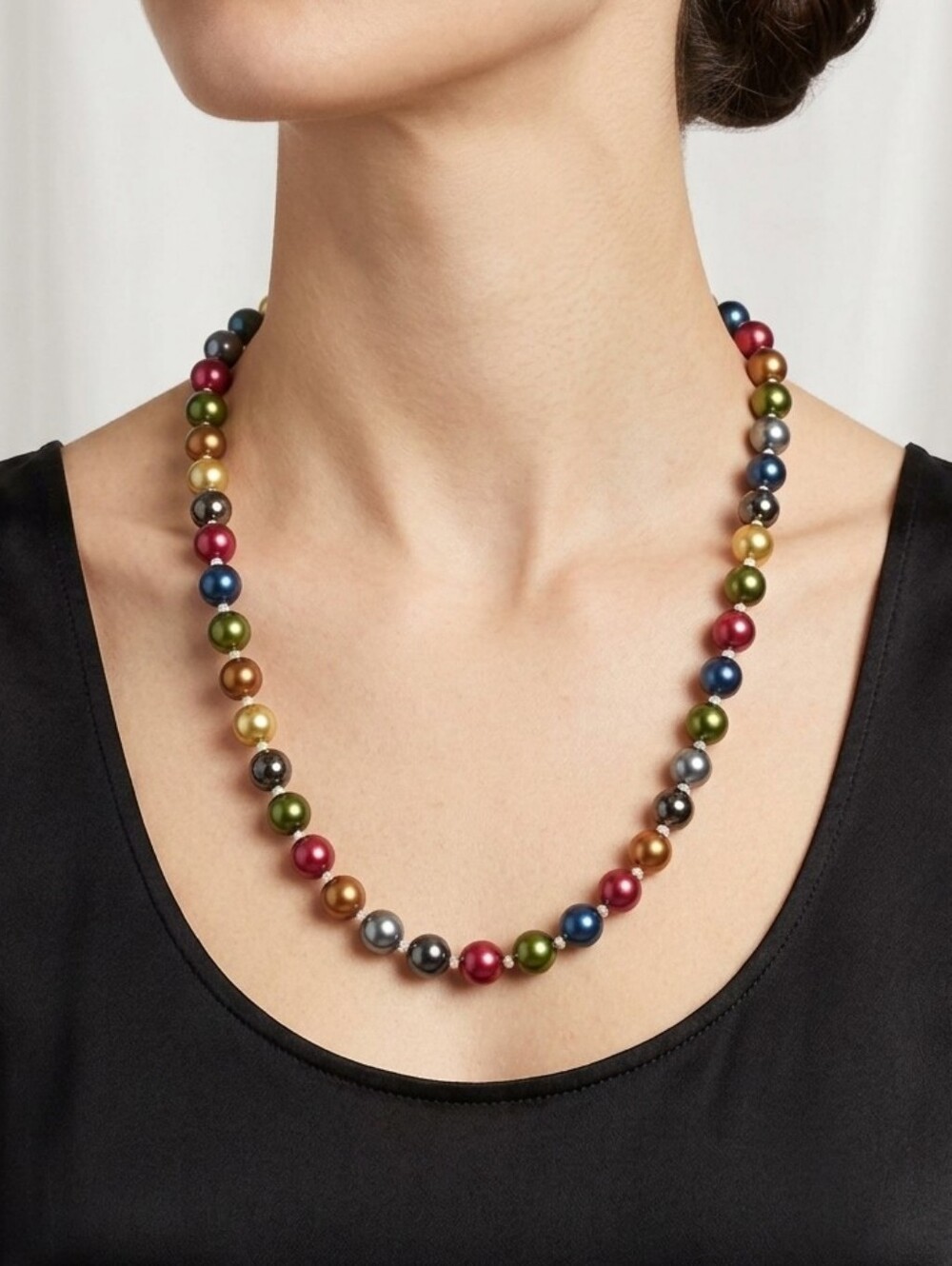 Rare Vintage Yves Saint Laurent (YSL) Multicolor Pearl Necklace